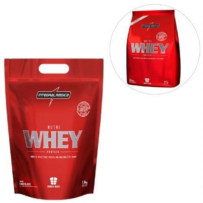 Whey Protein Integralmédica Nutri Whey Refil - Chocolate - 1,8 Kg + Refil - Morango - 907g - Foto 1
