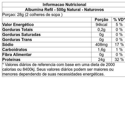 Albumina Naturovos - Refil - Natural - 500g - Foto 3