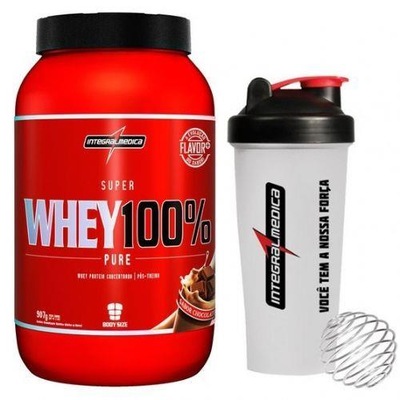 Whey Protein Integralmédica Super Whey 100% Pure - Chocolate - 907g + Coqueteleira - Foto 1