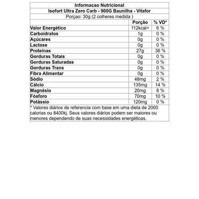 Whey Protein Isolado Vitafor Isofort Ultra Zero Carb - Baunilha - 900g - Foto 2