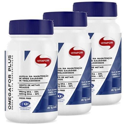 Ômega Vitafor For Plus - 120 Cápsulas - 3 Frascos - Foto 1