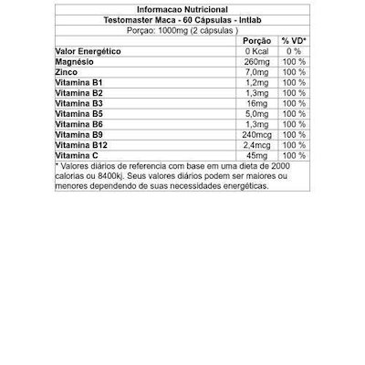 Suplemento Vitamínico Intlab Testomaster Maca - 60 Cápsulas - 2 Frascos - Foto 3