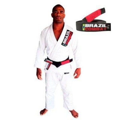 Kimono de Jiu-JItsu Brazil Combat Starter Branco com Faixa Preto - Foto 1