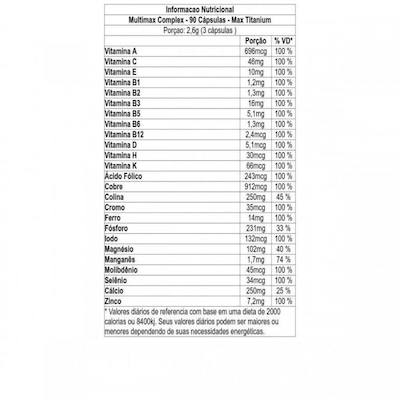 Multivitamínico Max Titanium Multimax Complex - 90 Cápsulas - Foto 2