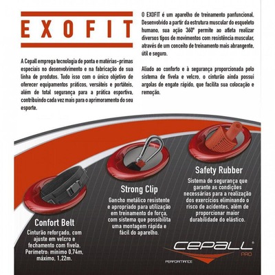 Kit de Treino Funcional Cepall Programa Exofit Pro com Cinto + Elástico de Resistência de Tensão Extra Forte - Foto 3