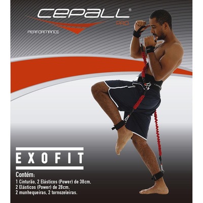 Kit de Treino Funcional Cepall Programa Exofit Pro com Cinto + Elástico de Resistência de Tensão Extra Forte - Foto 5