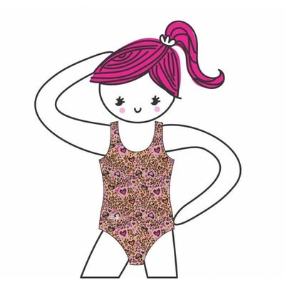 Maiô para Natação Swim Colors Onça Apaixonada Rosa - Infantil - Foto 3
