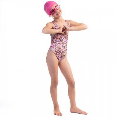 Maiô para Natação Swim Colors Onça Apaixonada Rosa - Infantil - Foto 1