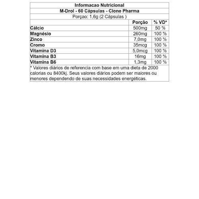 Suplemento Vitamínico Clone Pharma M-Drol - 60 Cápsulas - Foto 2