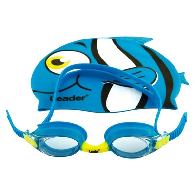 Kit de Natação Leader Óculos de Natação + Touca - Infantil - Foto 1