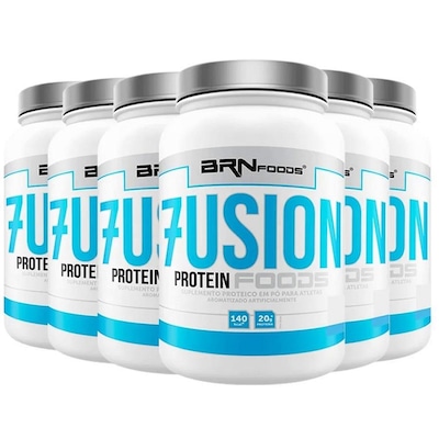 Kit BRN Foods 6x Whey Protein Fusion Baunilha - 900g - Foto 1