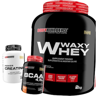 Kit Waxy Whey Bodybuilders Baunilha - 2kg + BCAA + Creatina 100g - Foto 1
