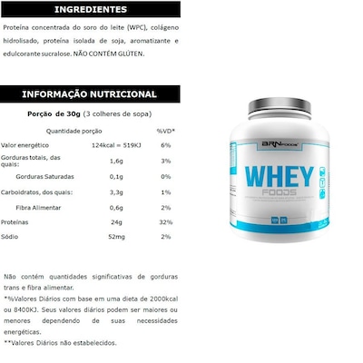 Kit Whey Protein BRN Foods 900g Baunilha + BCAA 100g + Glutamina 250g - Foto 2