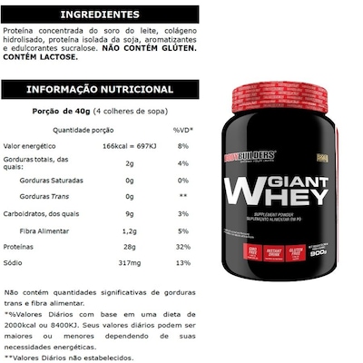 Whey Protein BodyBuilders Giant - Baunilha - 900g - Foto 2