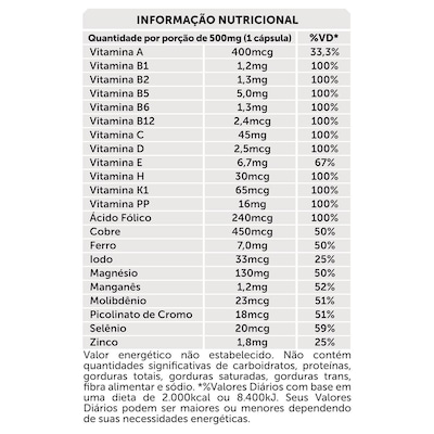 Multivitamínico BRN Foods - 90 Cápsulas - Foto 3