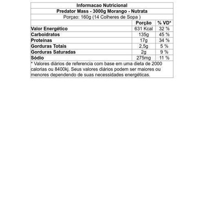 Hipercalórico Predator Mass Nutrata - Morango - 3000g - Foto 2
