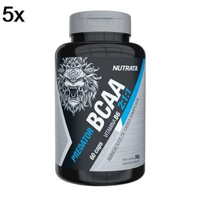BCAA 2:1:1 Nutrata Predator - 60 Cápsulas - 5 Frascos - Foto 2