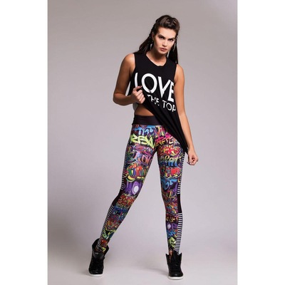 Calça Legging Angê Sublimada Urban Graph - Feminina - Foto 1