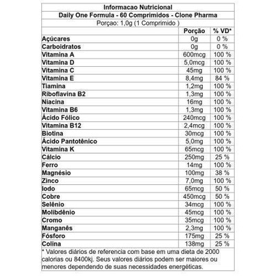 Daily One Formula Clone Pharma - 60 Comprimidos - Foto 2