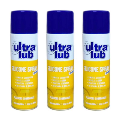 Kit de Silicone Spray Ultralub Lubrificante Esteira e Engrenagens - 300ml com 3 unidades - Foto 1