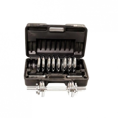 Kit Wct Fitness 217 com Anilhas Cromadas + Halteres Com Rosca Na Maleta - 12Kg - Foto 1