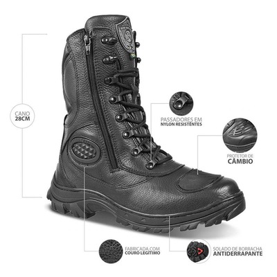 Bota Corturno BM Brasil S.W.A.T. Adulto com Ziper 5180/01 - Adulto - Foto 4