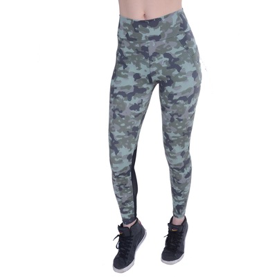 Calça Legging Banana Rosa Recortes com Tela Camuflada - Feminina - Foto 1
