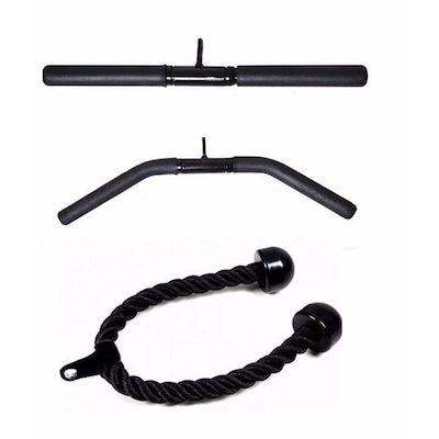 Kit de Puxadores de Musculação KL Master com Puxador Reto + Puxador Curvo + Pulley Corda - Foto 1