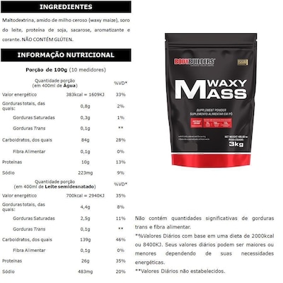 Kit Hipercalórico Bodybuilders Waxy Mass - Baunilha - 3kg - 3 Unidades - Foto 2