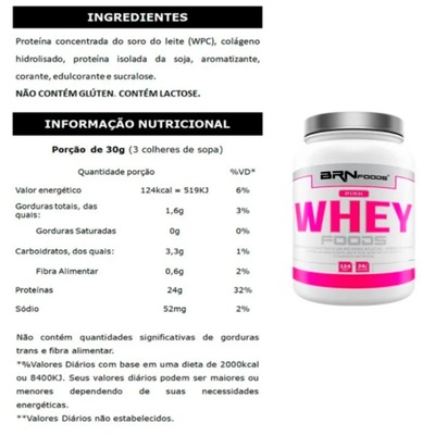 Kit 2x Pink Whey Protein BRN Foods 900g Baunilha + Bcaa 100g + Creatina 100g + Coqueteleira - Foto 2