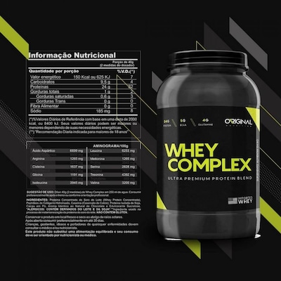 Kit Whey Complex Original Nutrition - 900g - 2 Unidades  + BCAA + Colágeno + Glutamina + Creatina + - Foto 2