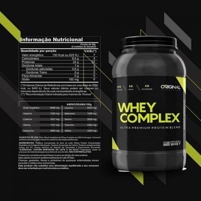 Kit Whey Complex Original Nutrition - 900g - 2 Unidades  + BCAA + Colágeno + Glutamina + Creatina + - Foto 2