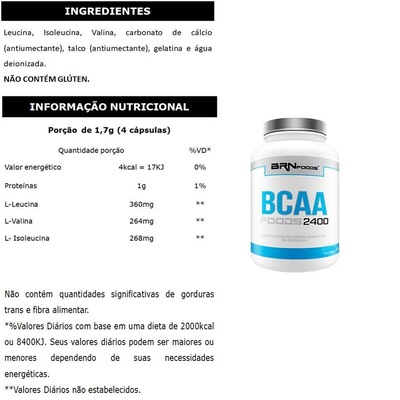 Kit Whey Protein BRN Foods Baunilha - 900g + BCAA 2400 + Creatina + Coqueteleira - Foto 3