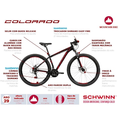 Mountain Bike Schwinn Colorado II - Aro 29 - Freio Mecânico - Câmbio Shimano - 21 Marchas - Foto 2