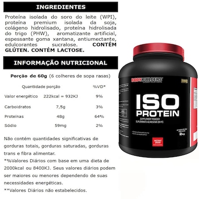 Kit Whey Isolado Bodybuilders - Chocolate - 2kg + Creatina + BCAA + Coqueteleira - Foto 2