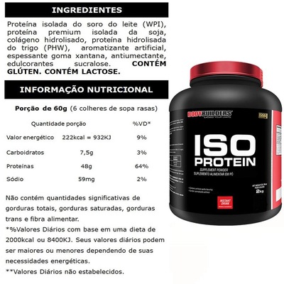 Kit Whey Isolado Bodybuilders - Baunilha - 2kg + Creatina + BCAA + Coqueteleira - Foto 2