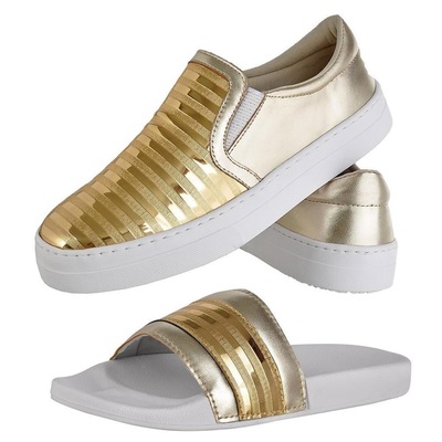 Kit Emanuelly Shoes Tênis Slip On + Chinelo Slide - Feminino - Foto 1