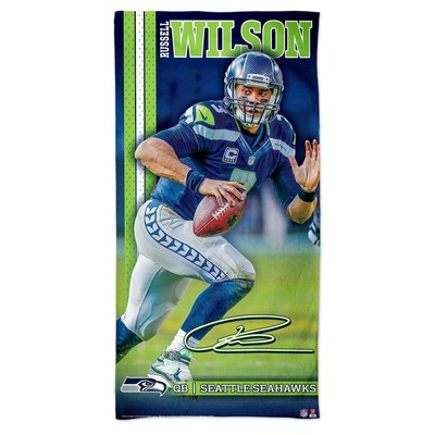 Toalha de Praia e Banho Wincraft Russel Wilson Seattle Seahawks - 73cmX152cm - Foto 1