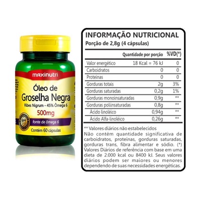 3x Óleo de Groselha Negra Maxinutri - 500mg - 60 caps + Porta Cápsulas - Foto 2