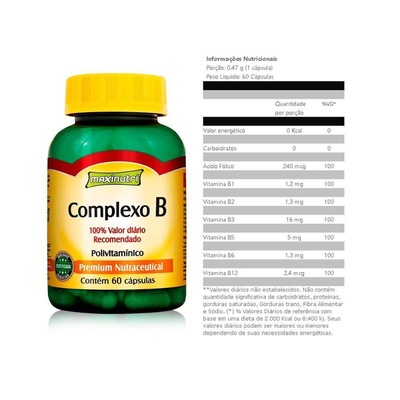 Complexo B Maxinutri - 250mg - 60 caps - Foto 2