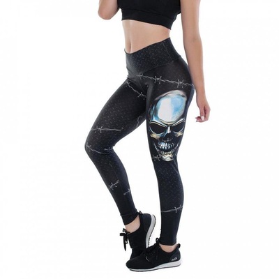 Calça Legging Duopen Sublimada Black Skull - Feminina - Foto 1