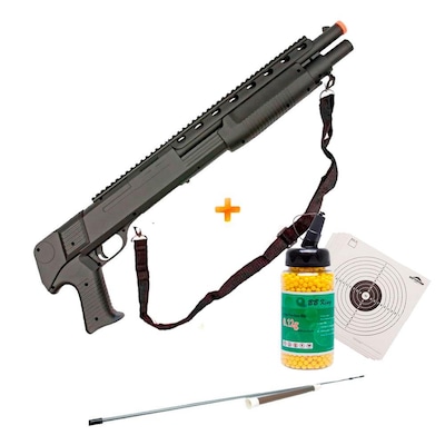Rifle Shotgun Tactical Airsoft M309 Spring Power 6mm + 2000 Bbs + Alvos + Bandoleira - Foto 1