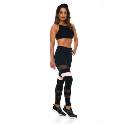 Calça Legging Miss Blessed Recortes Tule - Feminina - Foto 4