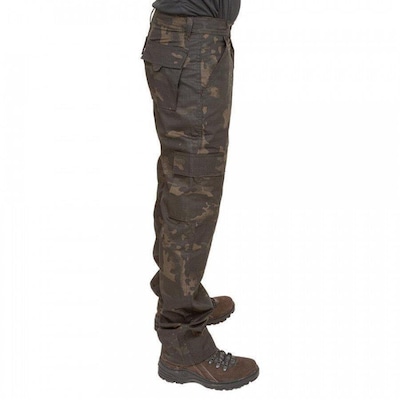 Calça Tática Fox Boy 6 Bolsos em Rip Stop Multicam Black - Masculina - Foto 4