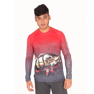 Camiseta Manga Longa de Pesca Raglan Esportiva Tucunaré - Masculina - Foto 1