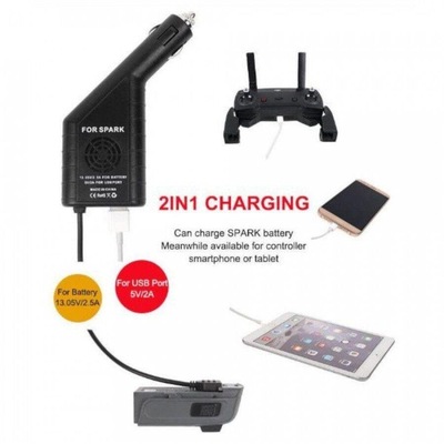 Carregador Sunnylife inteligente de Carro 2 em 1 para bateria Drone DJI Spark - Foto 3