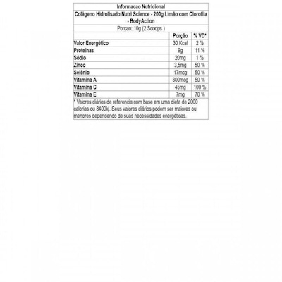 Colágeno Hidrolisado BodyAction Nutri Science Limão com Clorofila - 200g - Foto 2