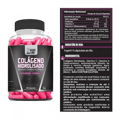 Colageno Hidrolisado Dark Lab - 120 Cáps - Foto 2