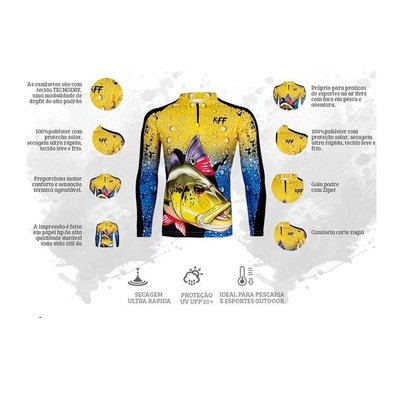 Camiseta de Pesca Manga Longa King Brasil Sublimada Tucunaré - Masculina - Foto 5