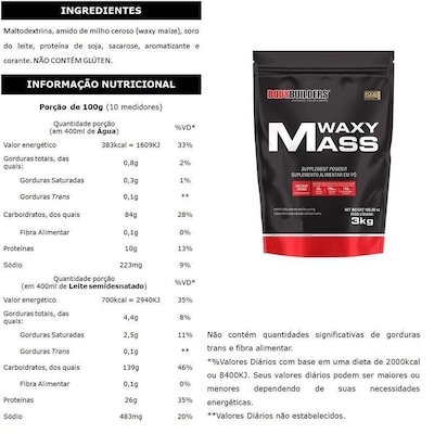 Kit Bodybuilders: Waxy Mass - Chocolate - 3kg + Amazing Mass - Chocolate - 1,5kg - Foto 2